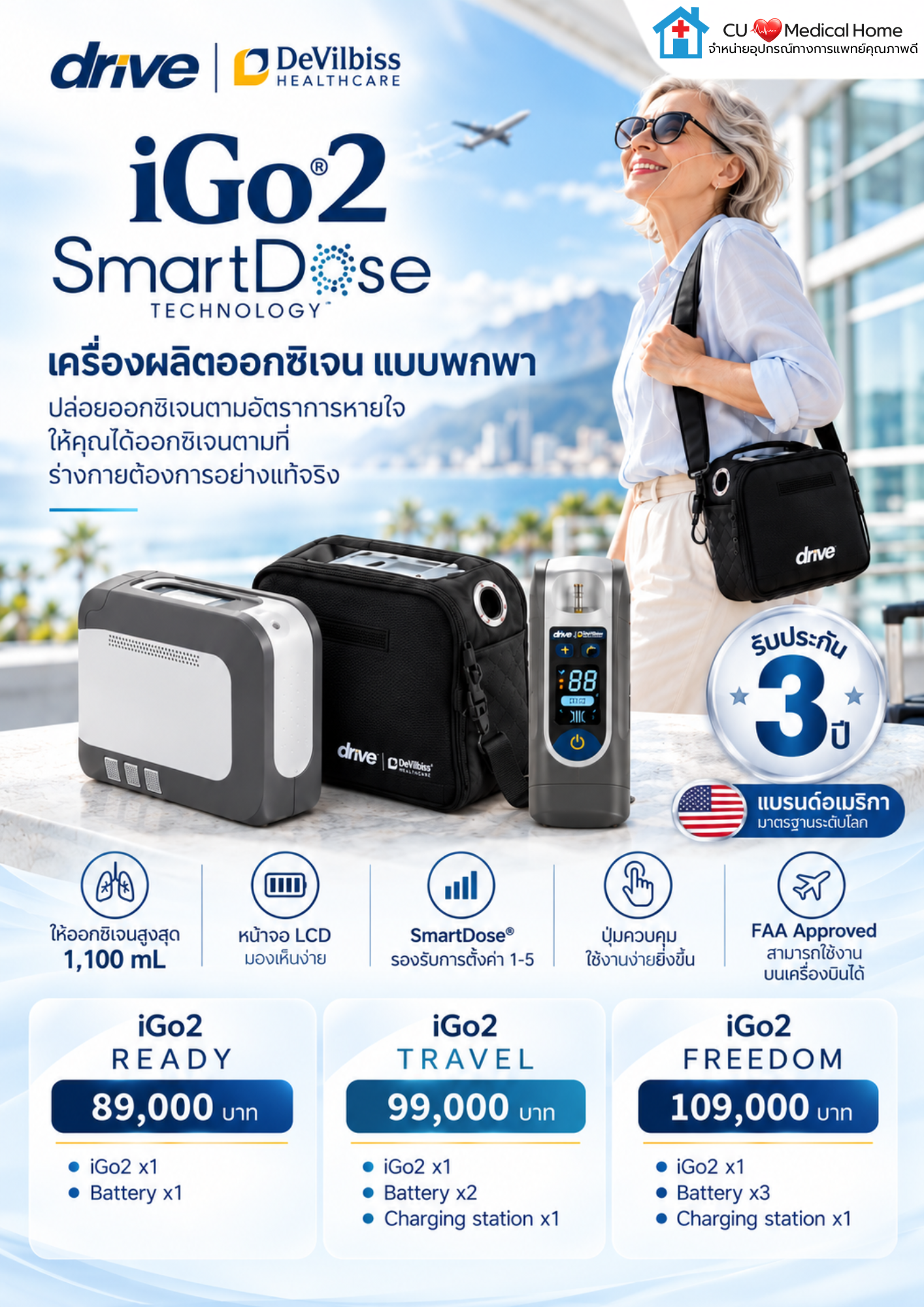 เครื่องผลิตออกซิเจนพกพา ยี่ห้อ Devilbiss iGo2